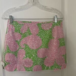 Lilly Pulitzer Pink and Green A-Line Mini Skirt Resort Wear